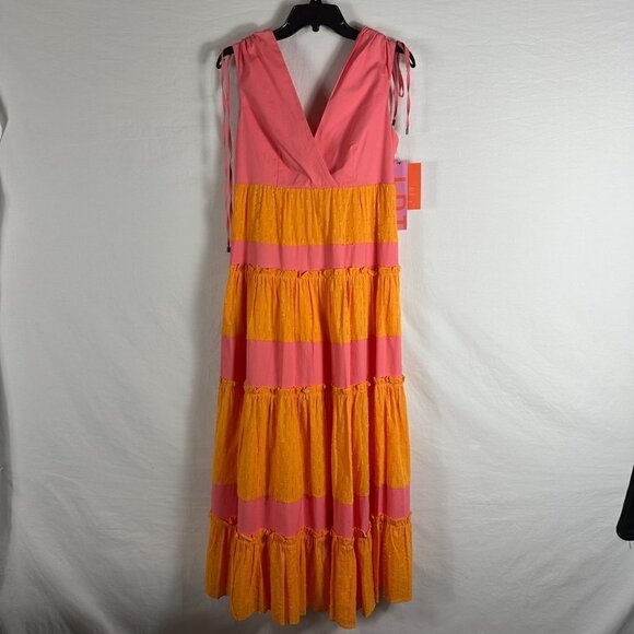 NWT LDT RUFFLED Sundress V-Neck Coral Mango Size 2 - Picture 4 of 8